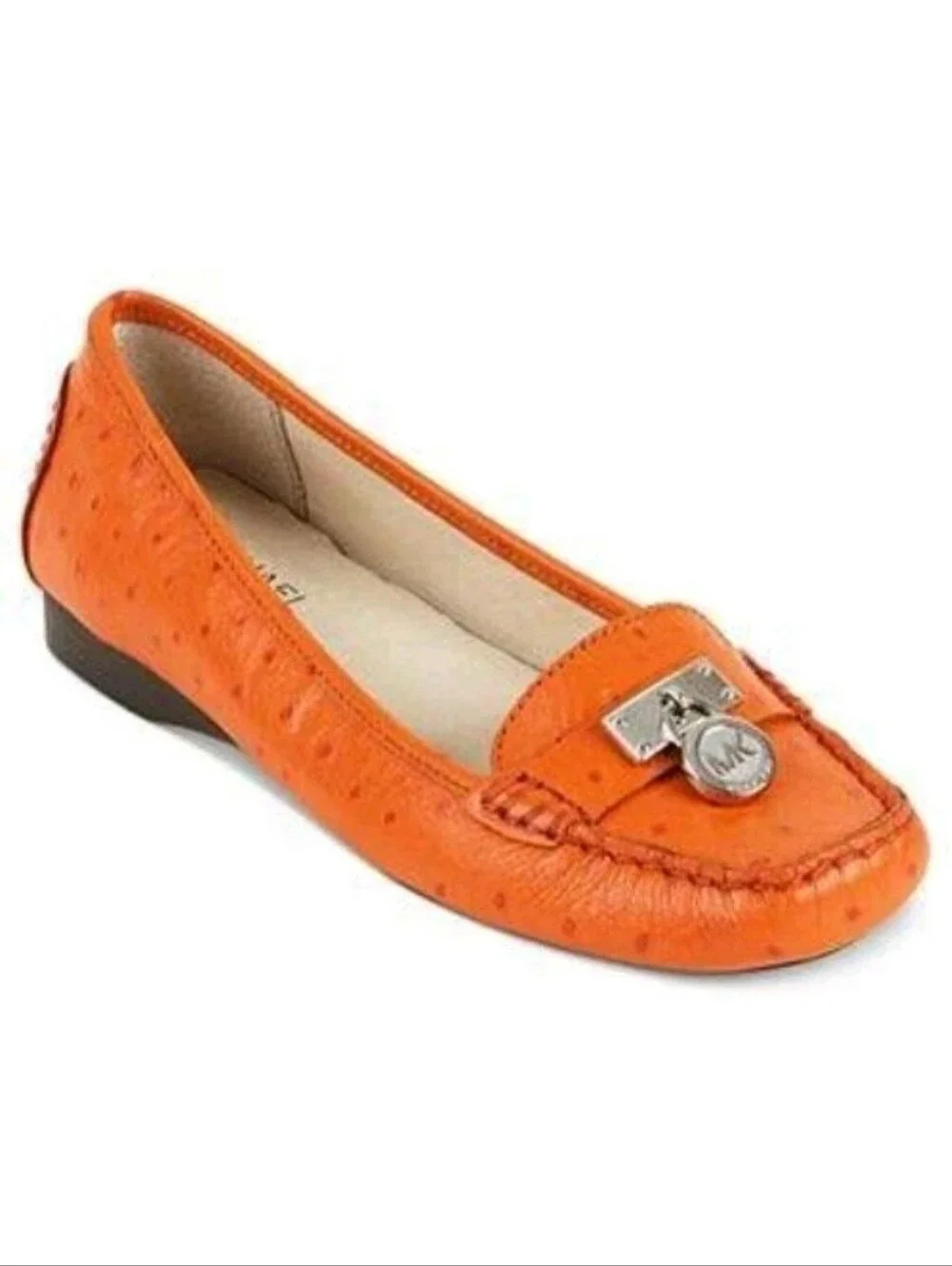 Michael Kors Hamilton Leather Driving Loafers | Tangerine Orange | Size 7.5